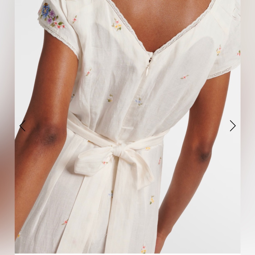 Anthropologie Cream Floral Embroidered Dress - Picture 4 of 16